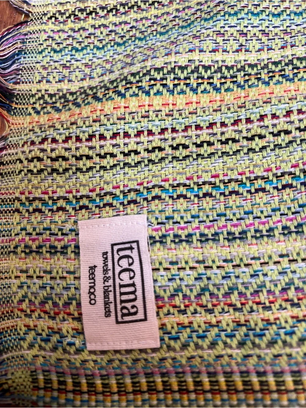TEEMA Labyrinth Collection Green Cotton Turkish Towel Shawl Throw Blanket 38x7 - Picture 4 of 6